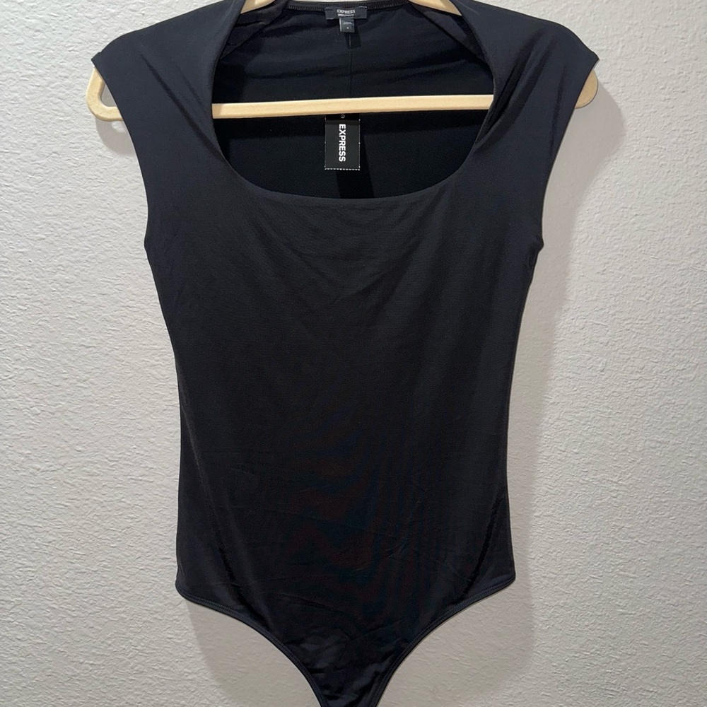 Express Black Fitted Cap Sleeve Bodysuit
